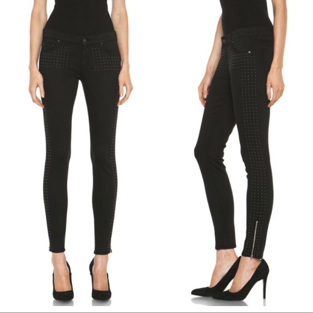 MOTHER The Ankle Zip Looker “Big Black Stud” Jeans - Size 27